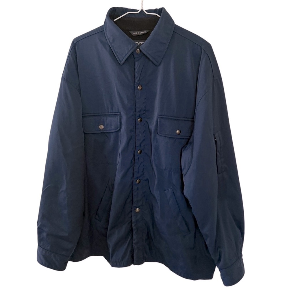 Vintage Roots Chore Coat Men’s Medium Navy Blue Sherpa Lined Jacket Snaps Canada